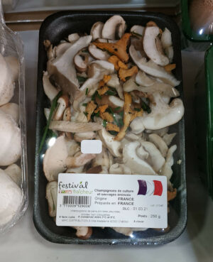 Assortiment de Champignon emince 250g (pleurote, girolle, champignon de paris, shitake)